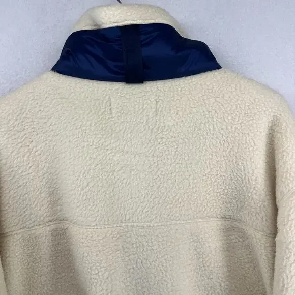 RALPH LAUREN Fleece Womens L RLX Ripstop Trim Full Zip Funnel Neck Off White